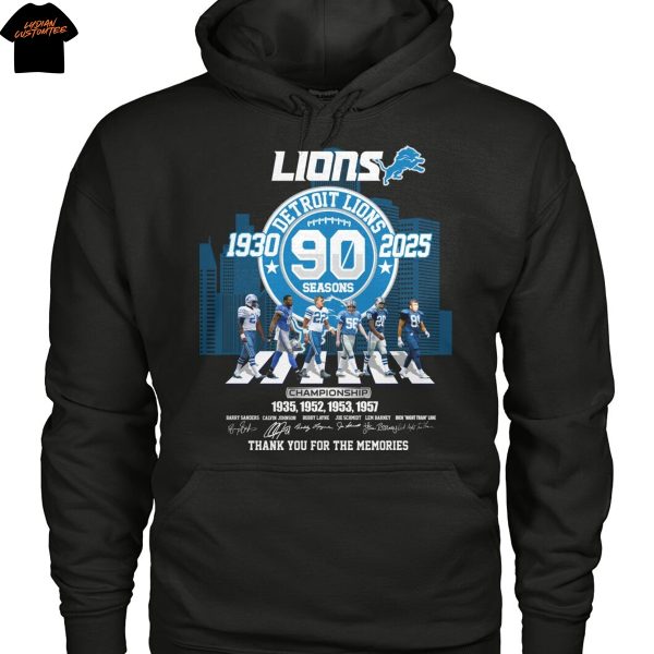 Detroit Lions 1930-2025 90 Season Championship Signature Thank You For The Memories Unisex T-Shirt