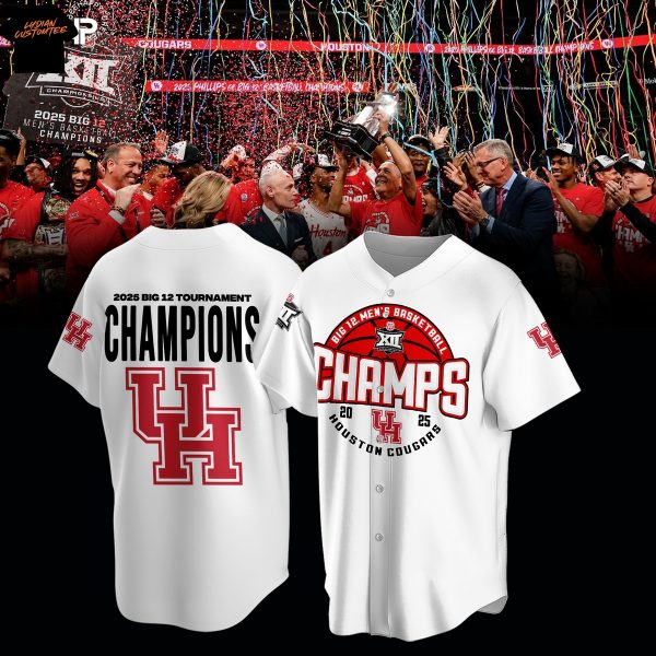 Houston Cougars 2025 Big 12 Mens Basketball Conference Tournament Champions Baseball Jersey