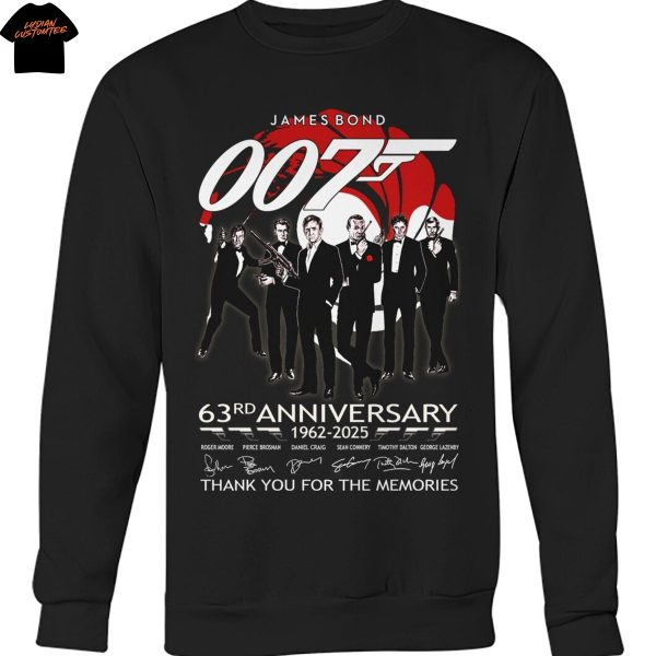 James Bond 007 63rd Anniversary 1962-2025 Signature Thank You For The Memories Unisex T-Shirt