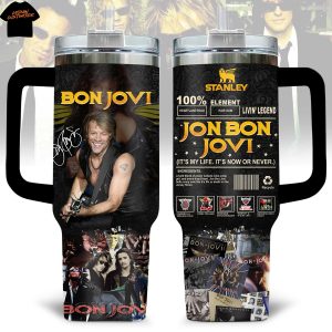 Bon Jovi Its My Life Its Now Or Never Tumbler With Handle And Straw