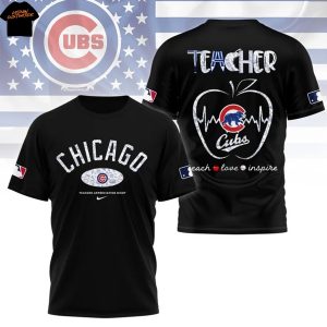 Chicago Cubs Teacher Teach Love Inspire 3D T-Shirt – Black
