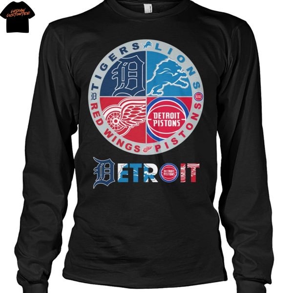 Detroit Lions x Detroit Tigers x Detroit Red Wings x Detroit Pistons Unisex T-Shirt