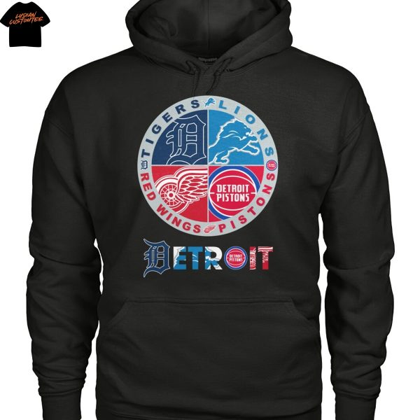 Detroit Lions x Detroit Tigers x Detroit Red Wings x Detroit Pistons Unisex T-Shirt