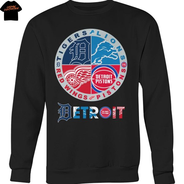 Detroit Lions x Detroit Tigers x Detroit Red Wings x Detroit Pistons Unisex T-Shirt