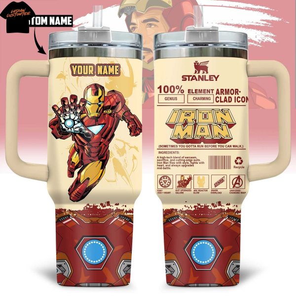 Personalized Iron Man Sometimes You Gotta Run Before You Can Walk Tumbler With Handle And Straw