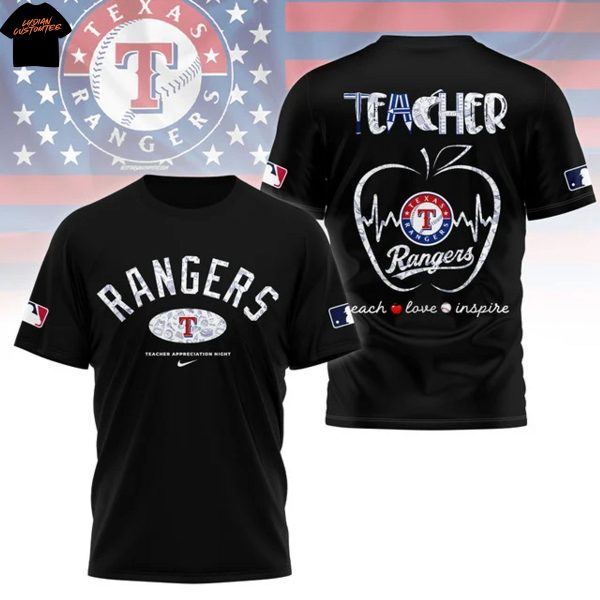 Texas Rangers Teacher Teach Love Inspire 3D T-Shirt – Black