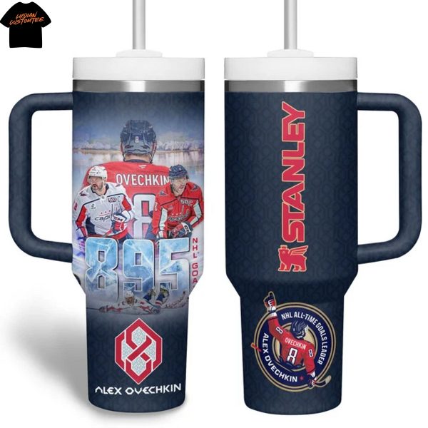 Alex Ovechkin 895 NHL All-Tine Goals Leader Washington Capitals Tumbler With Handle And Straw