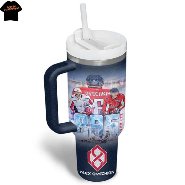 Alex Ovechkin 895 NHL All-Tine Goals Leader Washington Capitals Tumbler With Handle And Straw