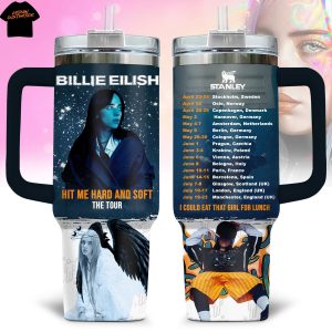 Billie Eilish Hit Me Hard And Soft The Tour Tumbler With Handle And Straw