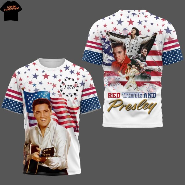 Elvis Presley Red White And Presley 1776 3D T-Shirt