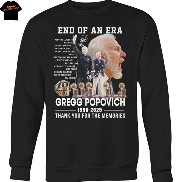 End Of An Era Gregg Popovich 1996-2025 Signature Thank You For The Memories Unisex T-Shirt