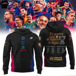 F.C Barcelona El Nostre Estil El Nostre Llegat La Liga 2025 Champions Hoodie – Black