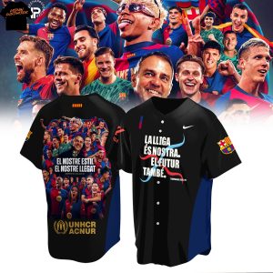 F.C Barcelona La Lliga Es Nostra El Futur Tambe 2025 Champions Baseball Jersey – Black