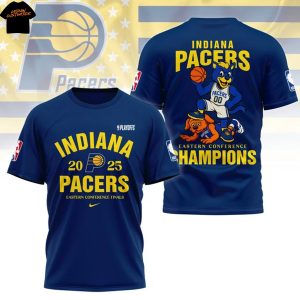 Indiana Pacers 2025 Eastern Conference Finals Champions 3D T-Shirt – Blue