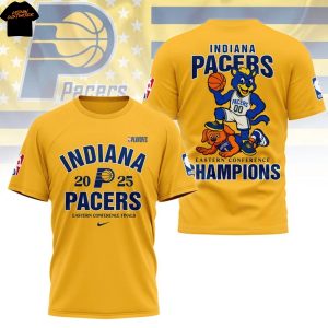 Indiana Pacers 2025 Eastern Conference Finals Champions 3D T-Shirt – Gold