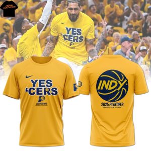 Indiana Pacers Yes Cers 2025 Playoffs 3D T-Shirt – Gold