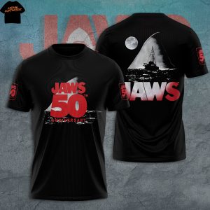 Jaws 50th Anniversary Black 3D T-Shirt