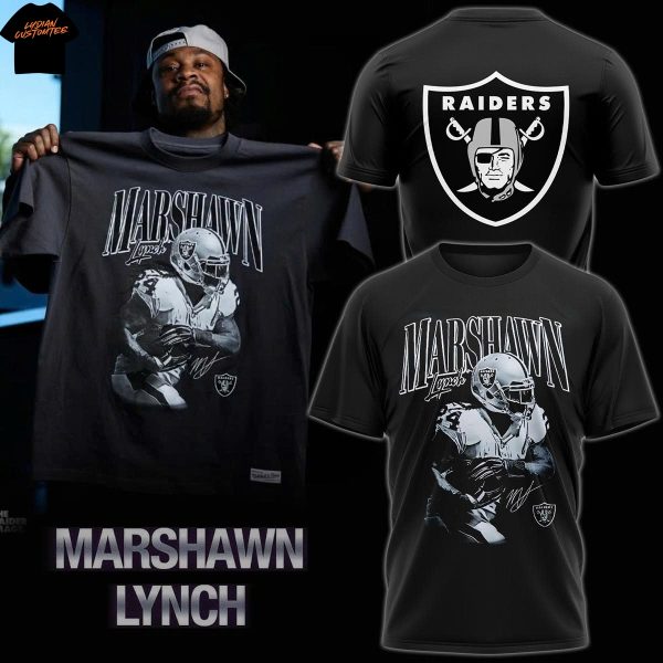 Las Vegas Raiders Marshawn Lynch Black 3D T-Shirt