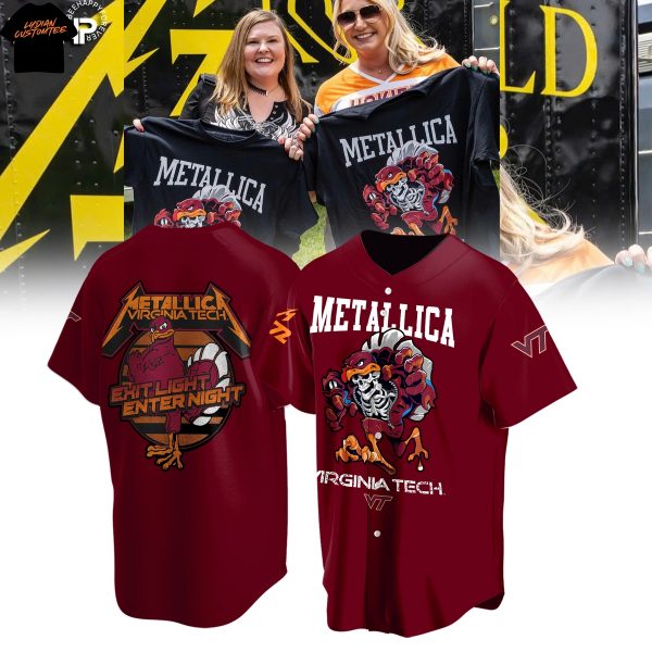 Metallica Virginia Tech Hokies Exit Light Enter Night Baseball Jersey