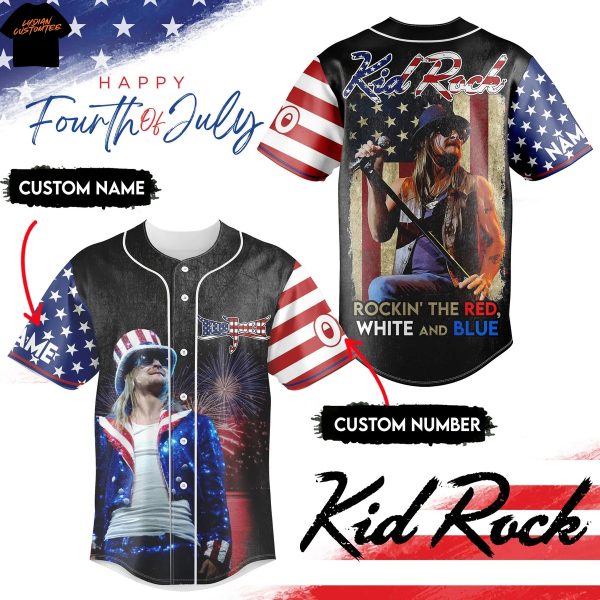 Personalized Kid Rock – Rockin The Red White And Blue Baseball Jersey