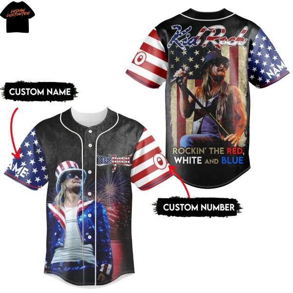 Personalized Kid Rock – Rockin The Red White And Blue Baseball Jersey