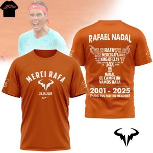 Rafael Nadal 2001-2025 Thank You For The Memories 3D T-Shirt