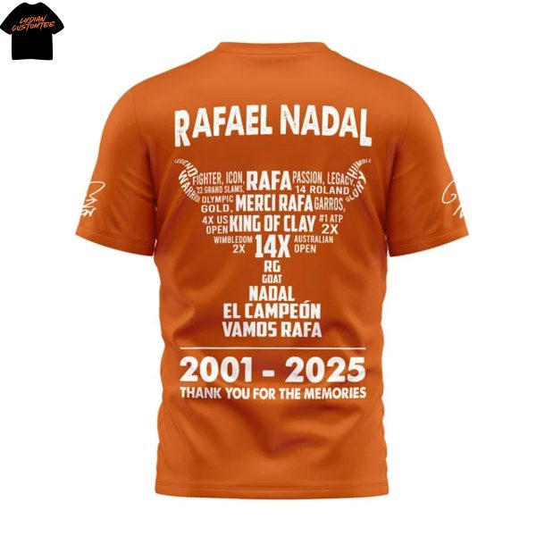 Rafael Nadal 2001-2025 Thank You For The Memories 3D T-Shirt