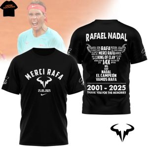 Rafael Nadal 2001-2025 Thank You For The Memories 3D T-Shirt – Black