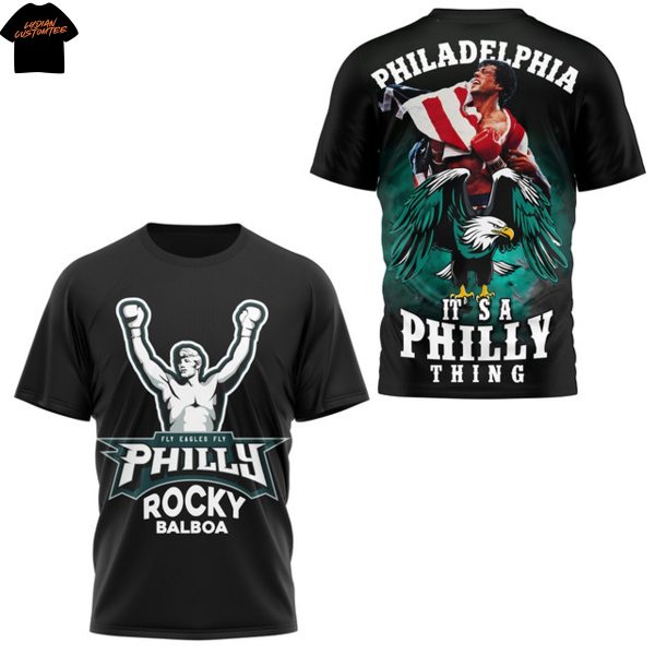Rocky Balboa x Philadelphia Eagles Fly Eagles Fly 3D T-Shirt