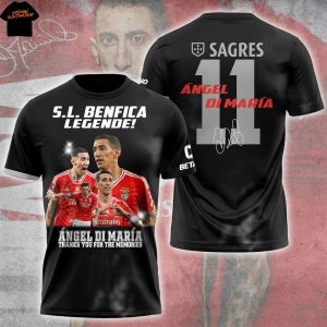 S L Benfica Angel Di Maria Signature Thank You For The Memories 3D T-Shirt