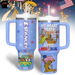 Scooby-Doo My Heart Beats With Red Blue Tumbler With Handle And Straw