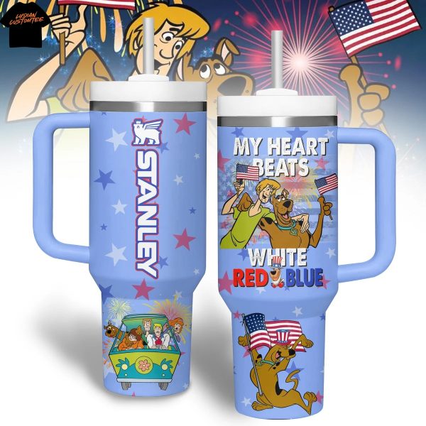 Scooby-Doo My Heart Beats With Red Blue Tumbler With Handle And Straw