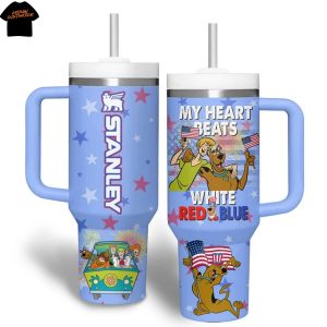Scooby-Doo My Heart Beats With Red Blue Tumbler With Handle And Straw