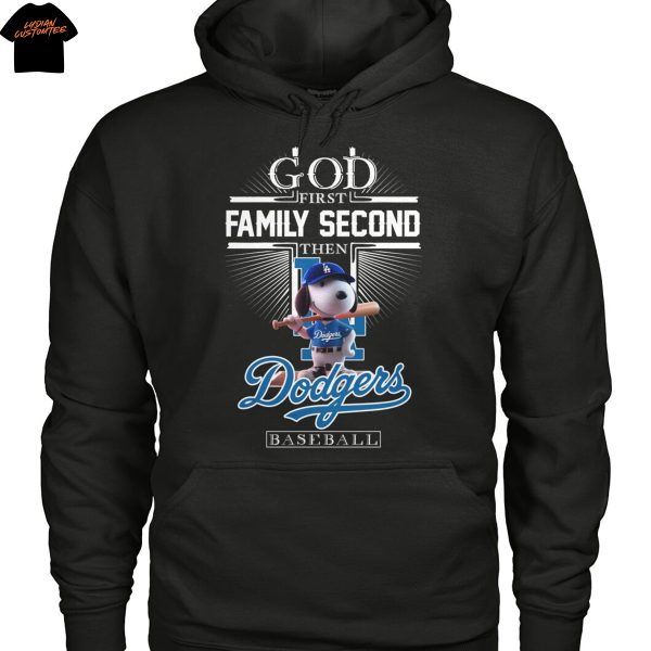 Snoopy God First Family Second Then Los Angeles Dodgers Baseball Unisex T-Shirt