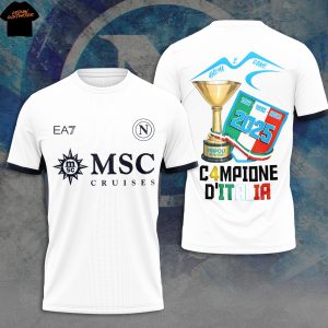 SSC Napoli 2025 Campione D Italia 3D T-Shirt