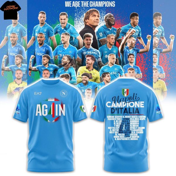 SSC Napoli Campione D Italia 2024-2025 3D T-Shirt – Blue