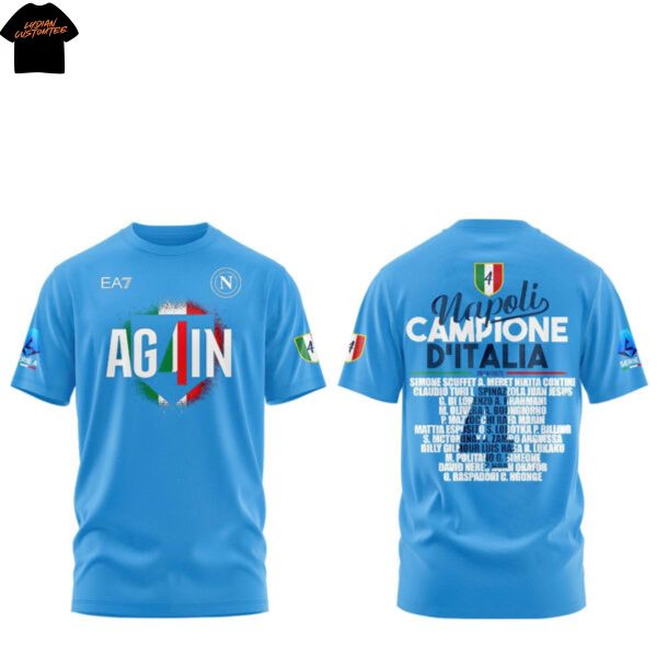 SSC Napoli Campione D Italia 2024-2025 3D T-Shirt – Blue