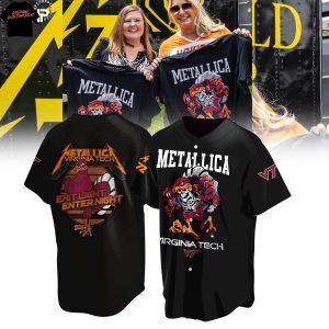 Virginia Tech Hokies Metallica Exit Light Enter Night Baseball Jersey – Black
