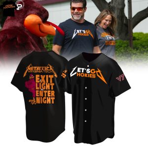 Virginia Tech Hokies Metallica Exit Light Enter Night Let Go Hokies Baseball Jersey – Black