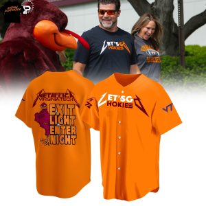 Virginia Tech Hokies Metallica Exit Light Enter Night Let Go Hokies Baseball Jersey – Orange