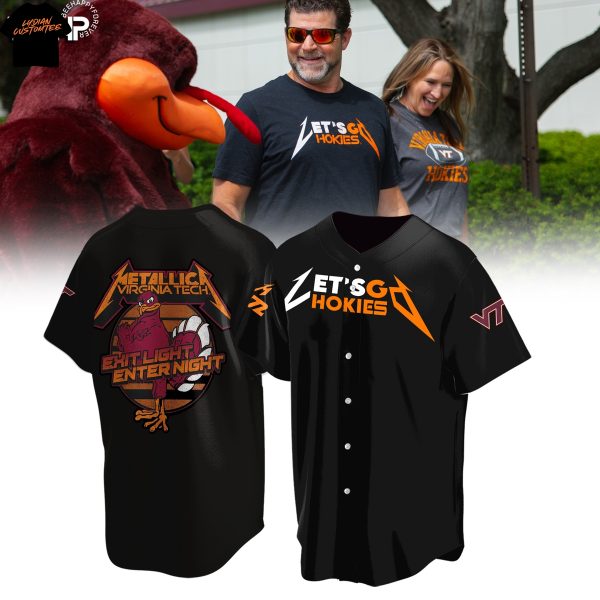 Virginia Tech Hokies Metallica – Let Go Hokies Exit Light Enter Night Baseball Jersey