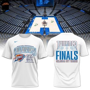 Western Conference Champions 2025 Finals Oklahoma City Thunders 3D T-Shirt – White