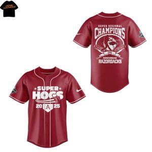 Arkansas Baseball Omahogs Super Regionals Champions 2025 Baseball Jersey