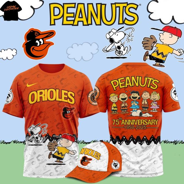 Baltimore Orioles 75th Anniversary Peanuts 1950-2025 3D T-Shirt