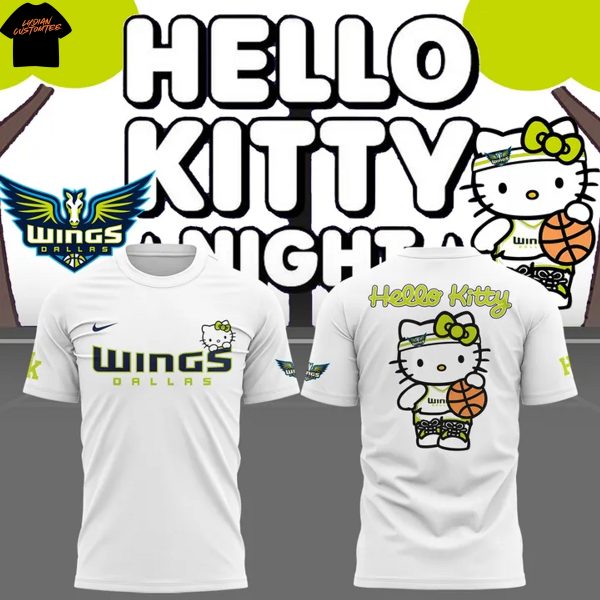 Dallas Wings Basketball Kitty 2025 White 3D T-Shirt