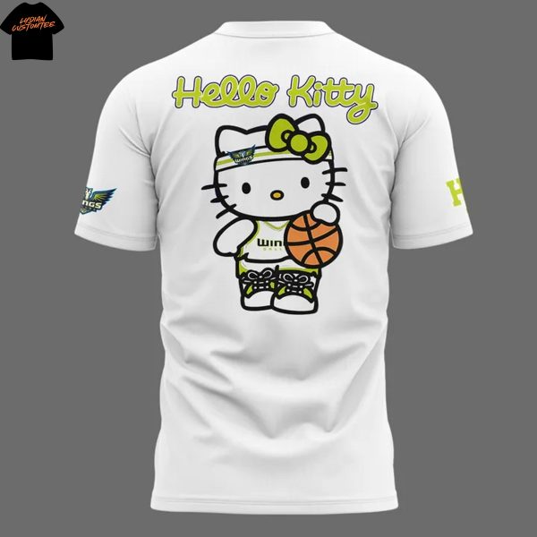 Dallas Wings Basketball Kitty 2025 White 3D T-Shirt