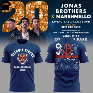 Detroit Tigers Jonas Brothers 2025 3D T-Shirt