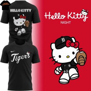 Detroit Tigers Kitty 2025 Black 3D T-Shirt