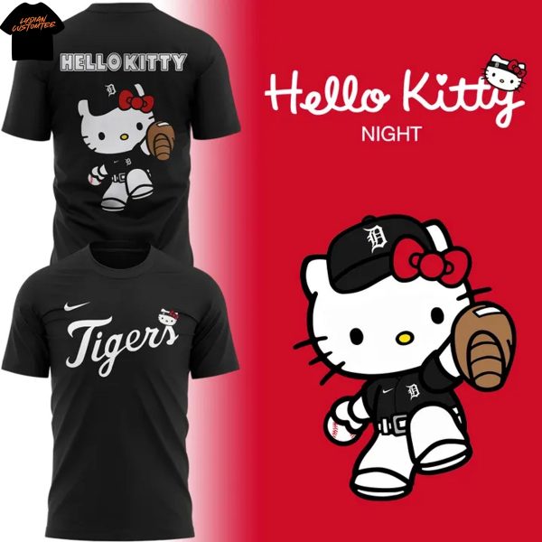 Detroit Tigers Kitty 2025 Black 3D T-Shirt