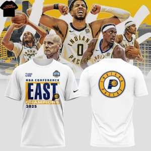 Indiana Pacers 2025 Eastern Conference Champions 3D T-Shirt – White